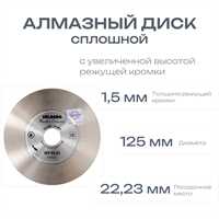 Диск алмазный отрезной 125*25*22,23 Hilberg Master Сeramic сплошной 00827