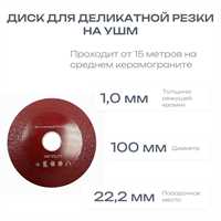 Диск для деликатной резки на УШМ 100х22,2х1,0 (с переходником на 20мм супертонкий красный) 00596