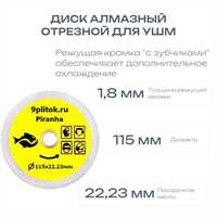 Диск алмазный 115х22,23х1,8мм PIRANHA для керамогранита, (для УШМ, и мокрорезов) 00740